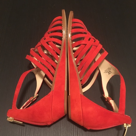 Vince Camuto Womens Suede Strappy Sandals Red Sz 9 - Picture 6 of 8
